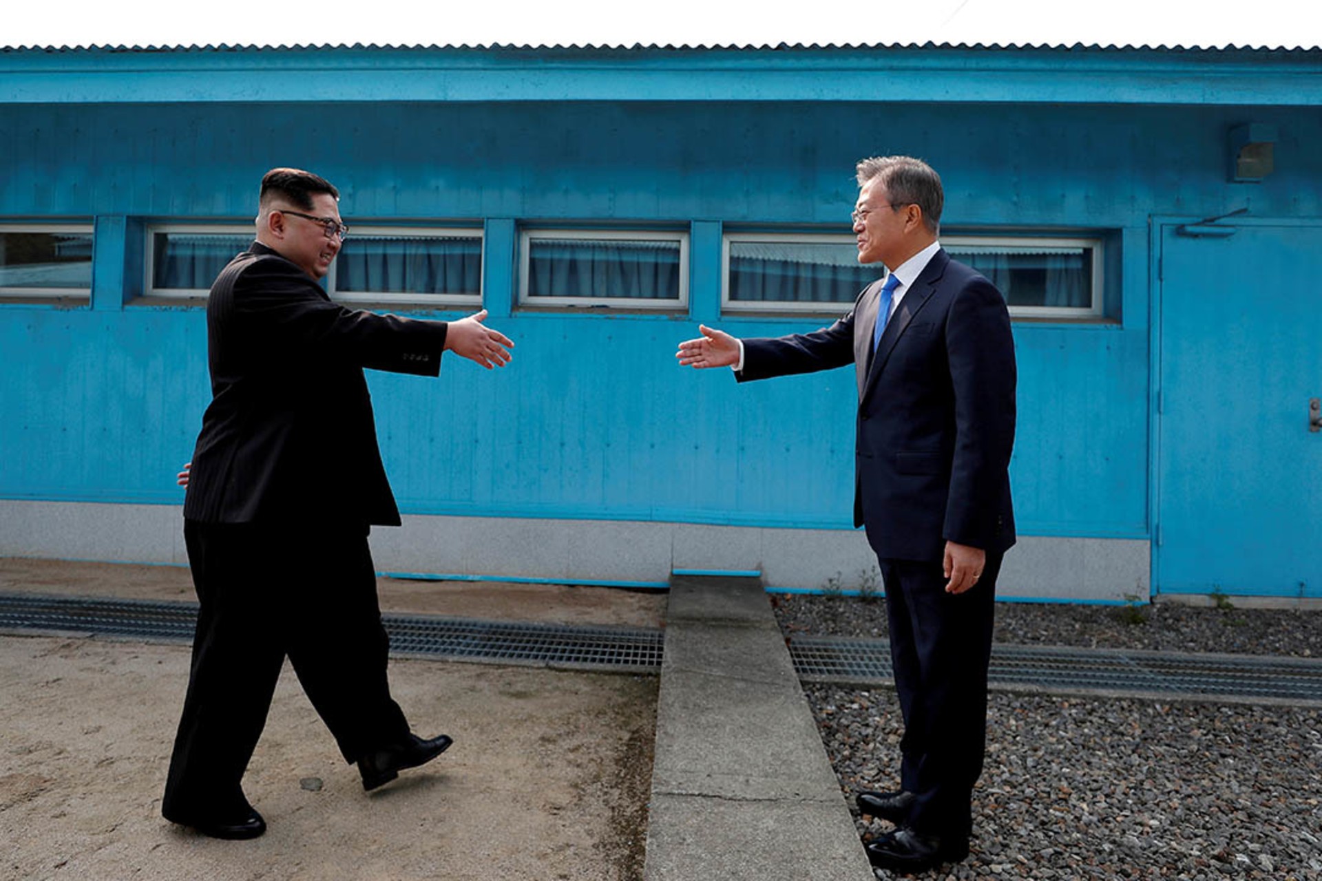 Kim and Moon meet in the demilitarized zone separating the two Koreas. Reuters