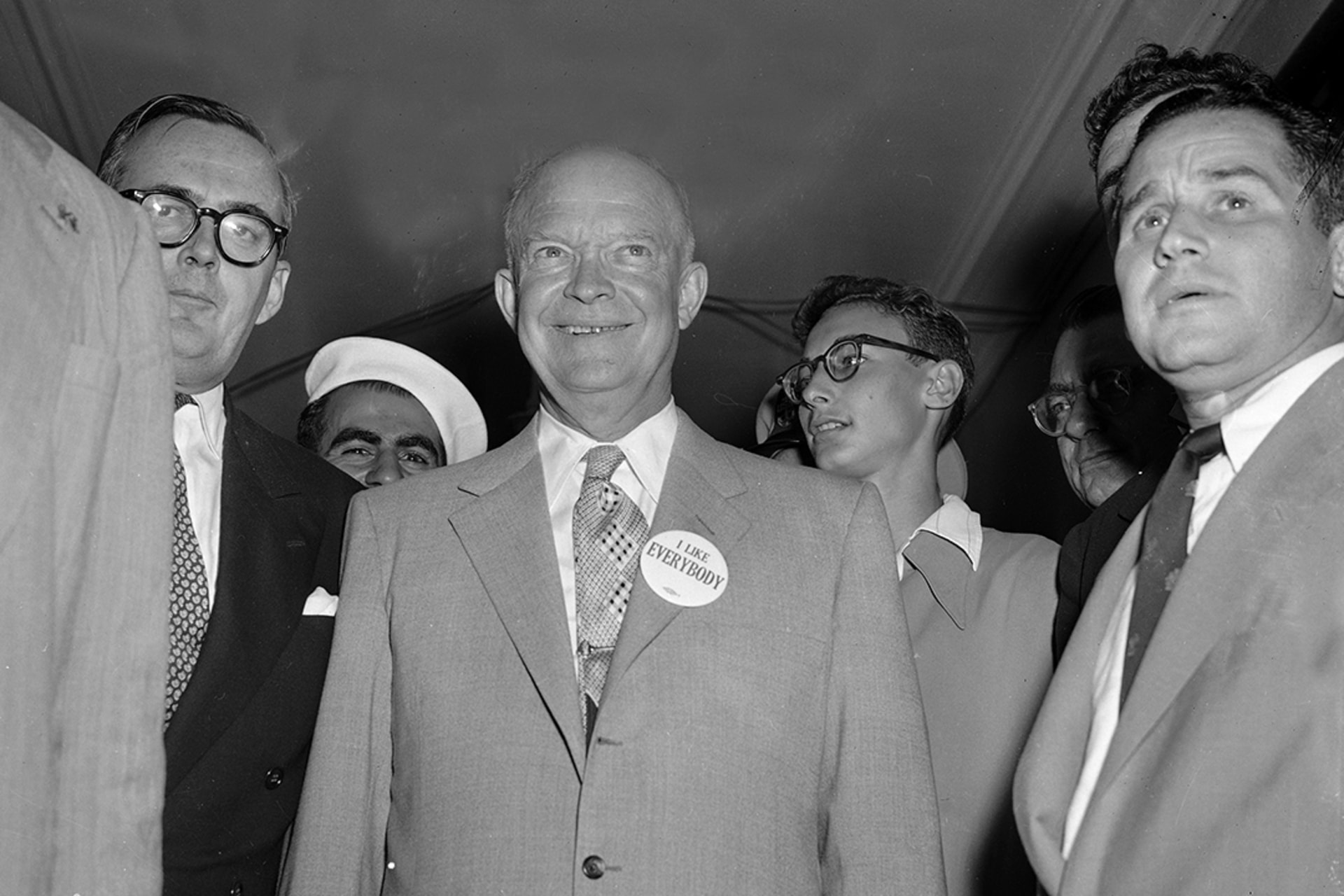 Republican Party candidate Dwight D. Eisenhower in Chicago’s convention hall in 1952. AP Photo