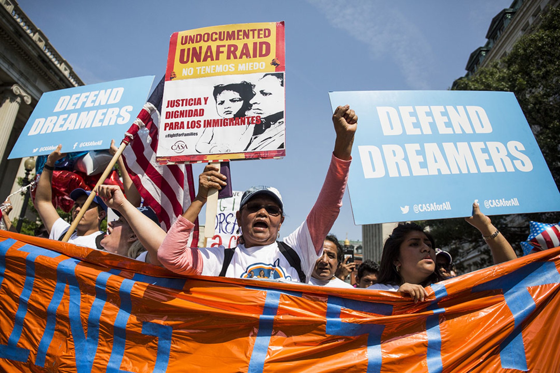Protesters demonstrate against the Trump administration’s announcement that it will end the Deferred Action for Childhood Arrivals program. Zach Gibson/Getty Images