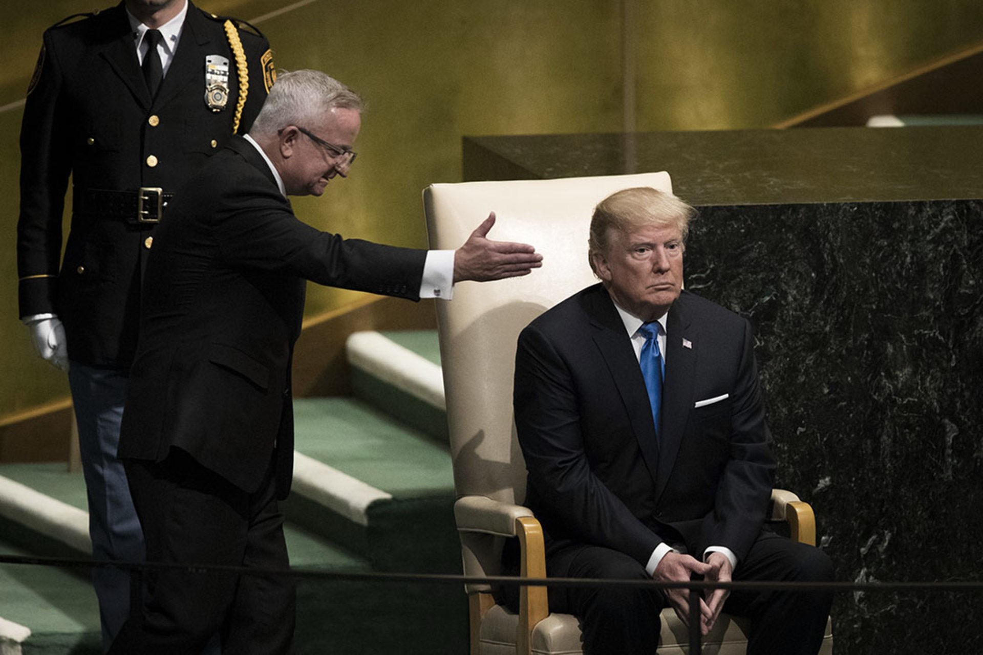 Trump waits to address the UN General Assembly in New York. Drew Angerer/Getty Images