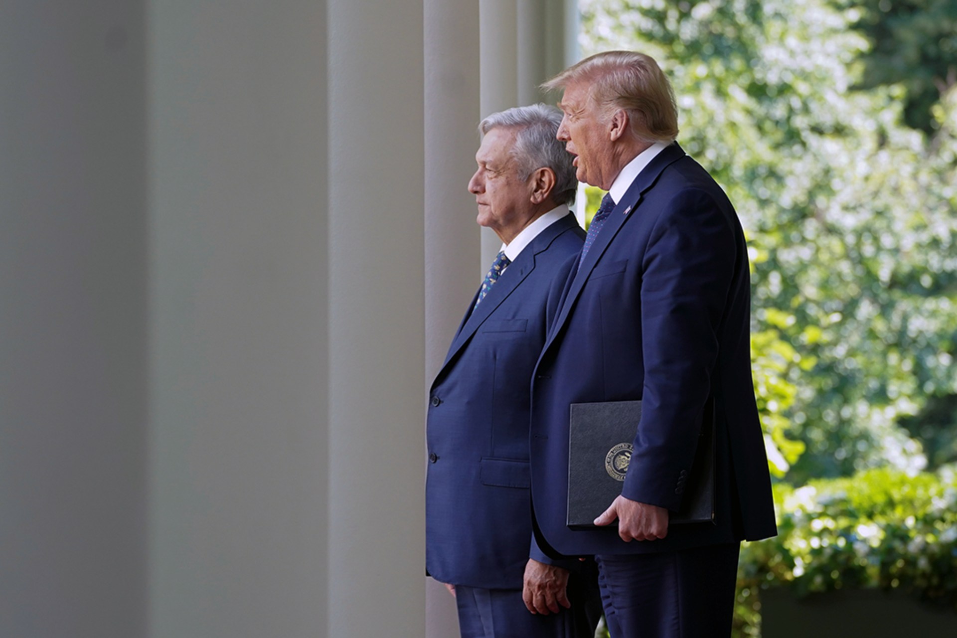 U.S. President Donald Trump hosts Mexican President Andrés Manuel López Obrador at the White House on July 8, 2020. Kevin Lamarque/Reuters