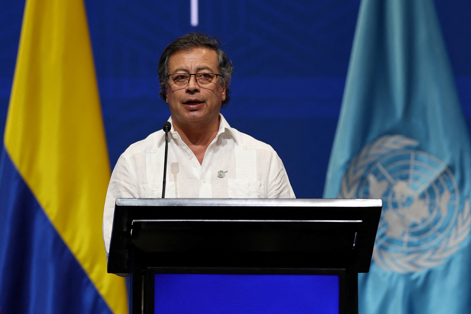 Photo of Colombian President Gustavo Petro at the opening of COP16