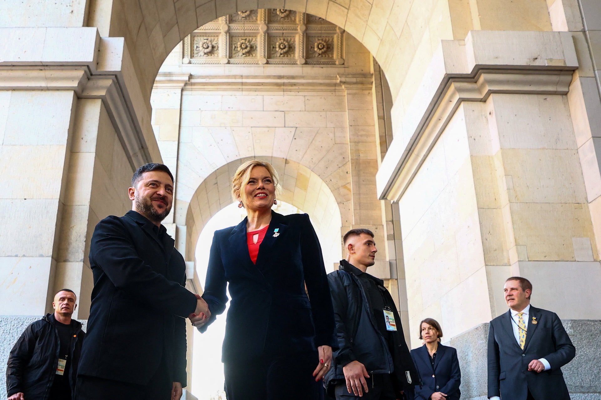 <p>German Bundestag President Julia Kloeckner welcomes Ukraine’s President Volodymyr Zelenskiy ahead of their talks at the lower house of parliament, the Bundestag, in Berlin, Germany December 15, 2025.</p>
