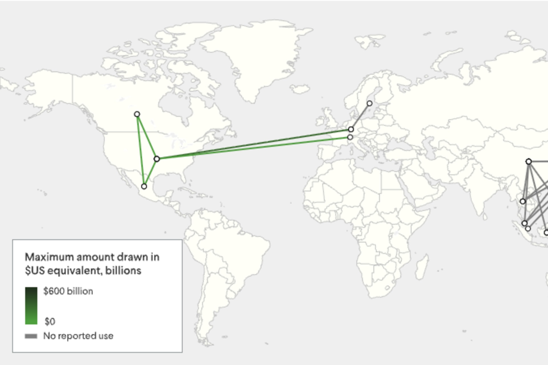 map tracking global currency swaps