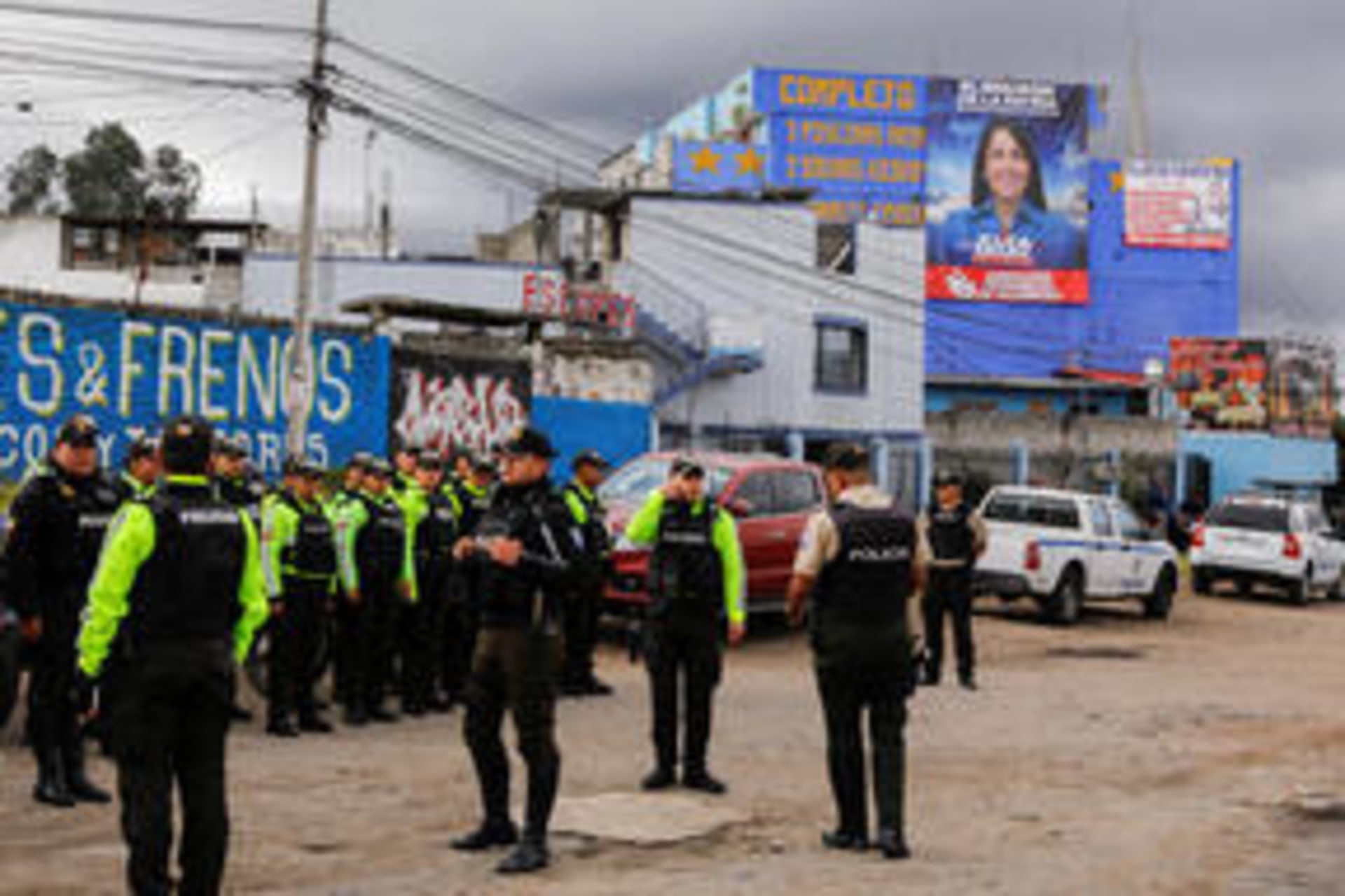 Photo of Police Officers Waiting Outside Training Center