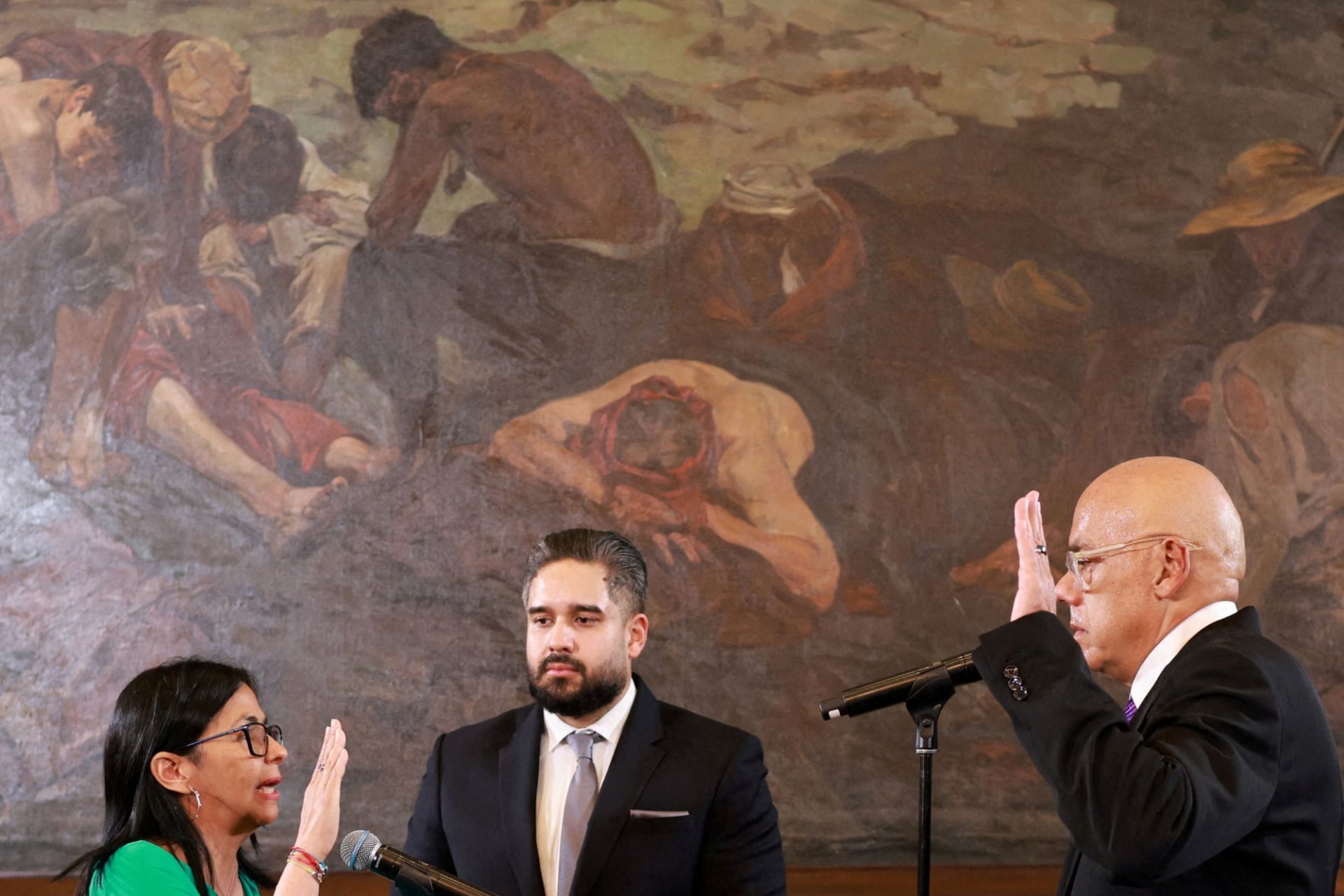 Photo of Delcy Rodriguez being sworn in as interim president of Venezuela