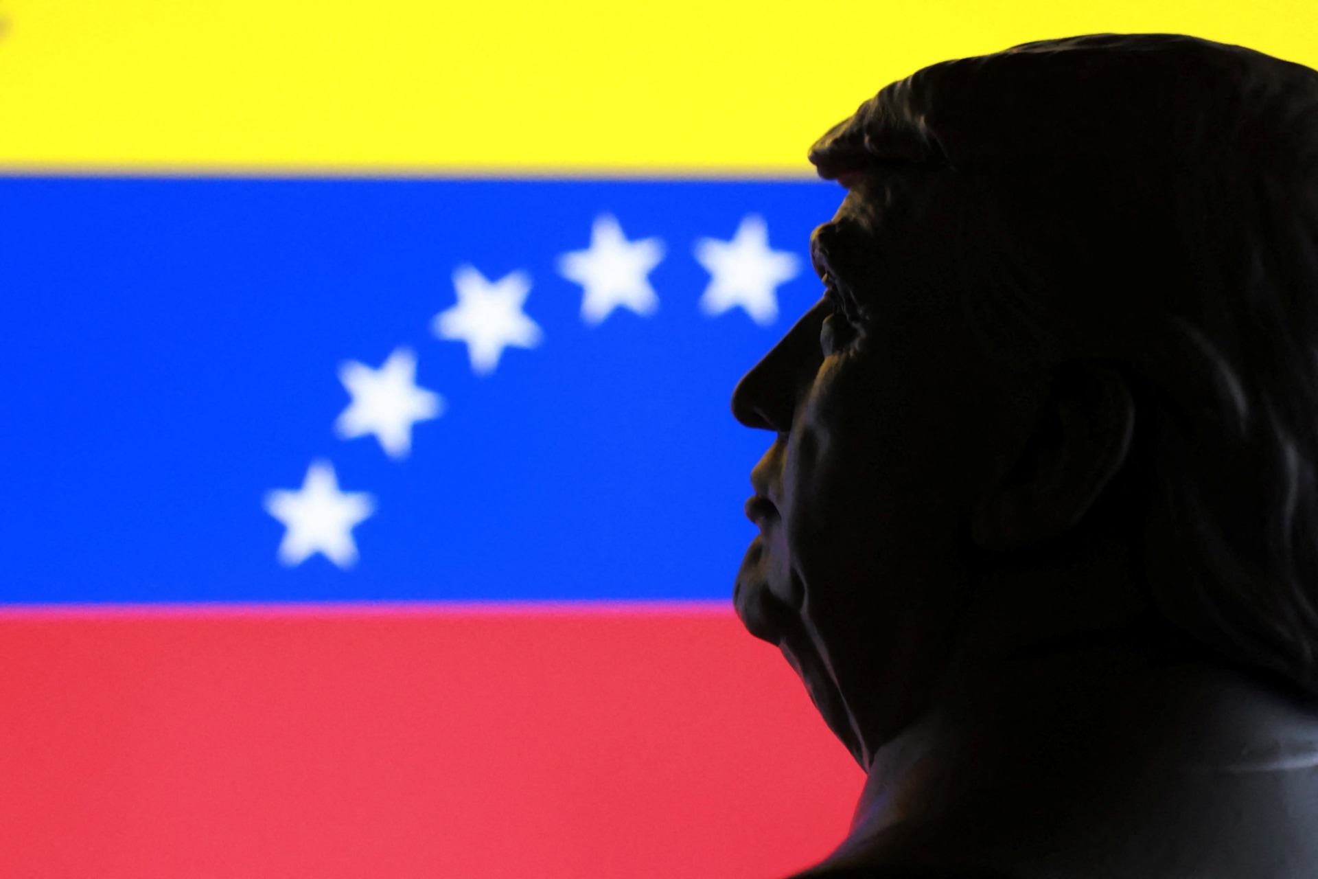 Illustration of Trump with the Venezuelan flag