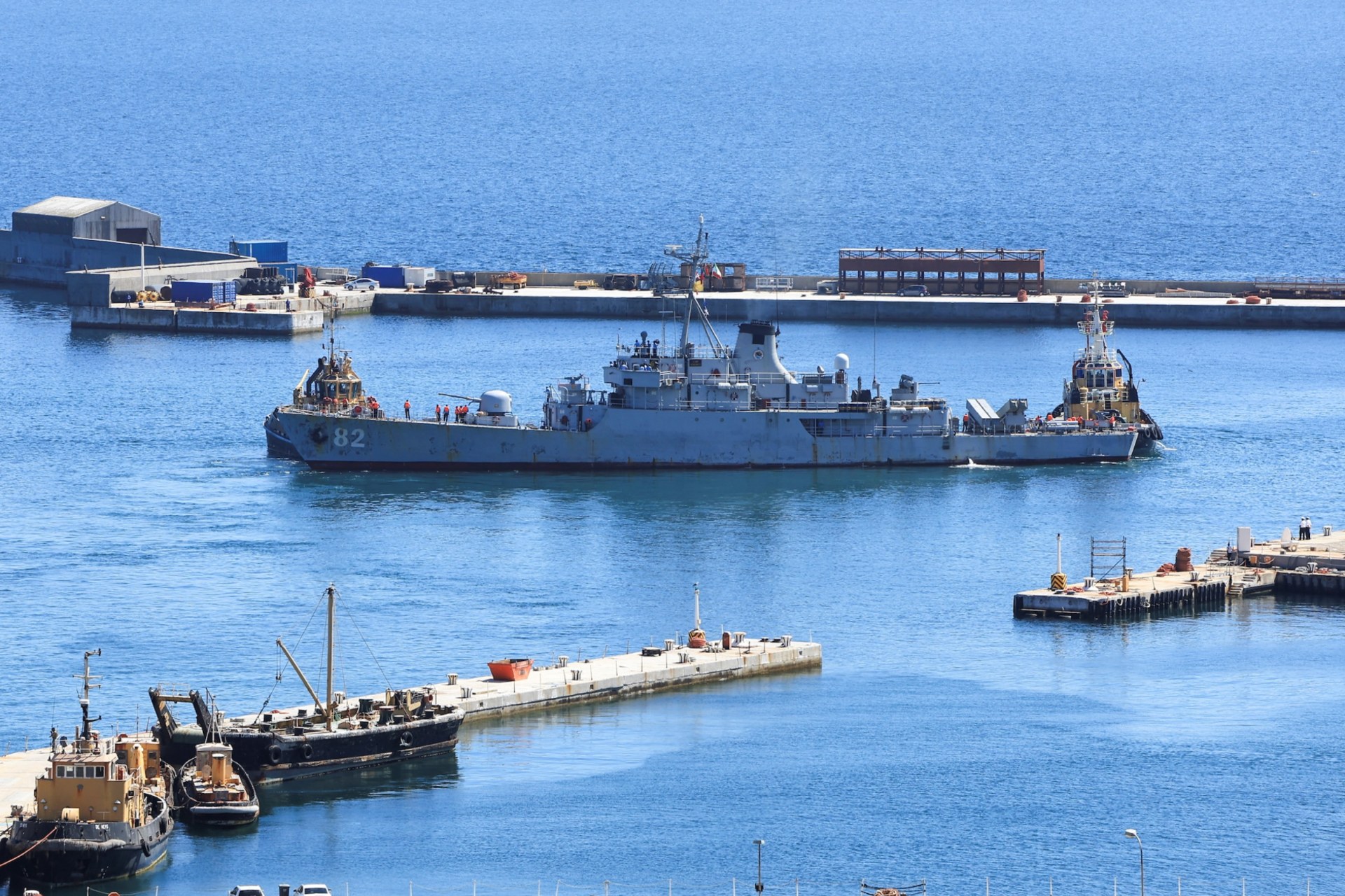 An Iranian vessel leaves Simon's Town Naval Base as BRICS Plus navies, including China, Russia and Iran prepare for joint drills in South African waters in Cape Town, South Africa on January 13, 2026.