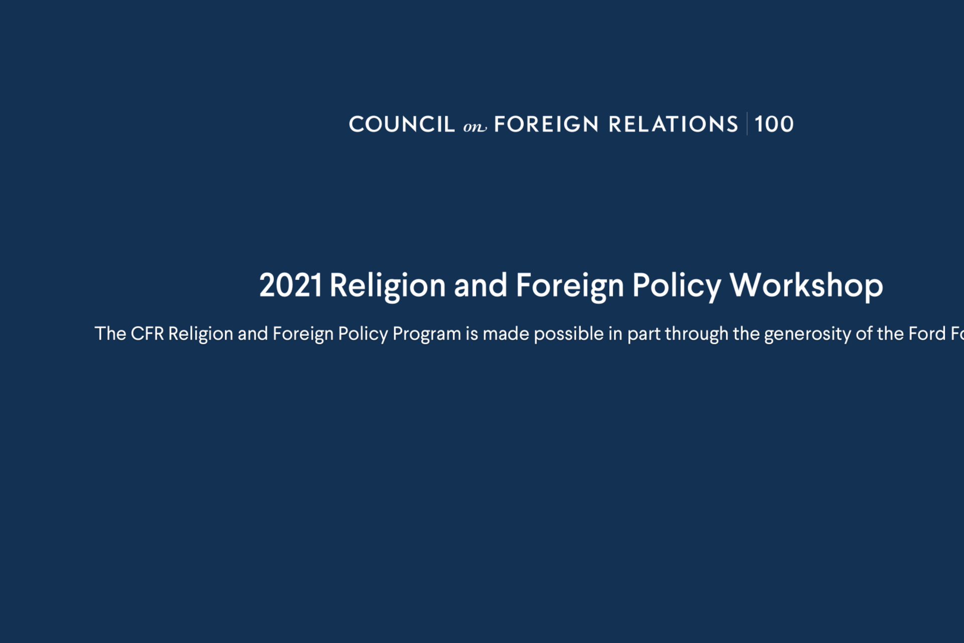 2021 Religion and Foreign Policy Workshop