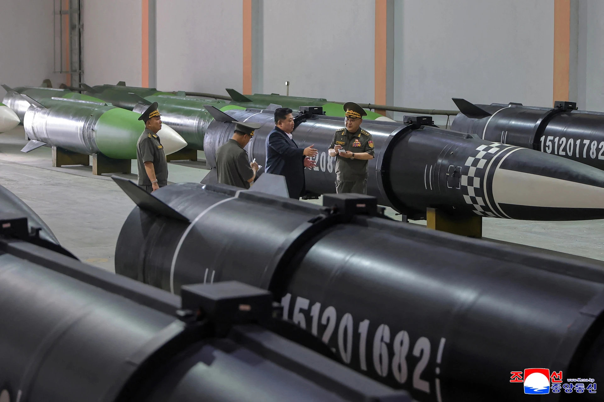 <p>North Korean leader Kim Jong Un inspects a new missile production line at a military enterprise at an undisclosed location on September 1, 2025.</p>