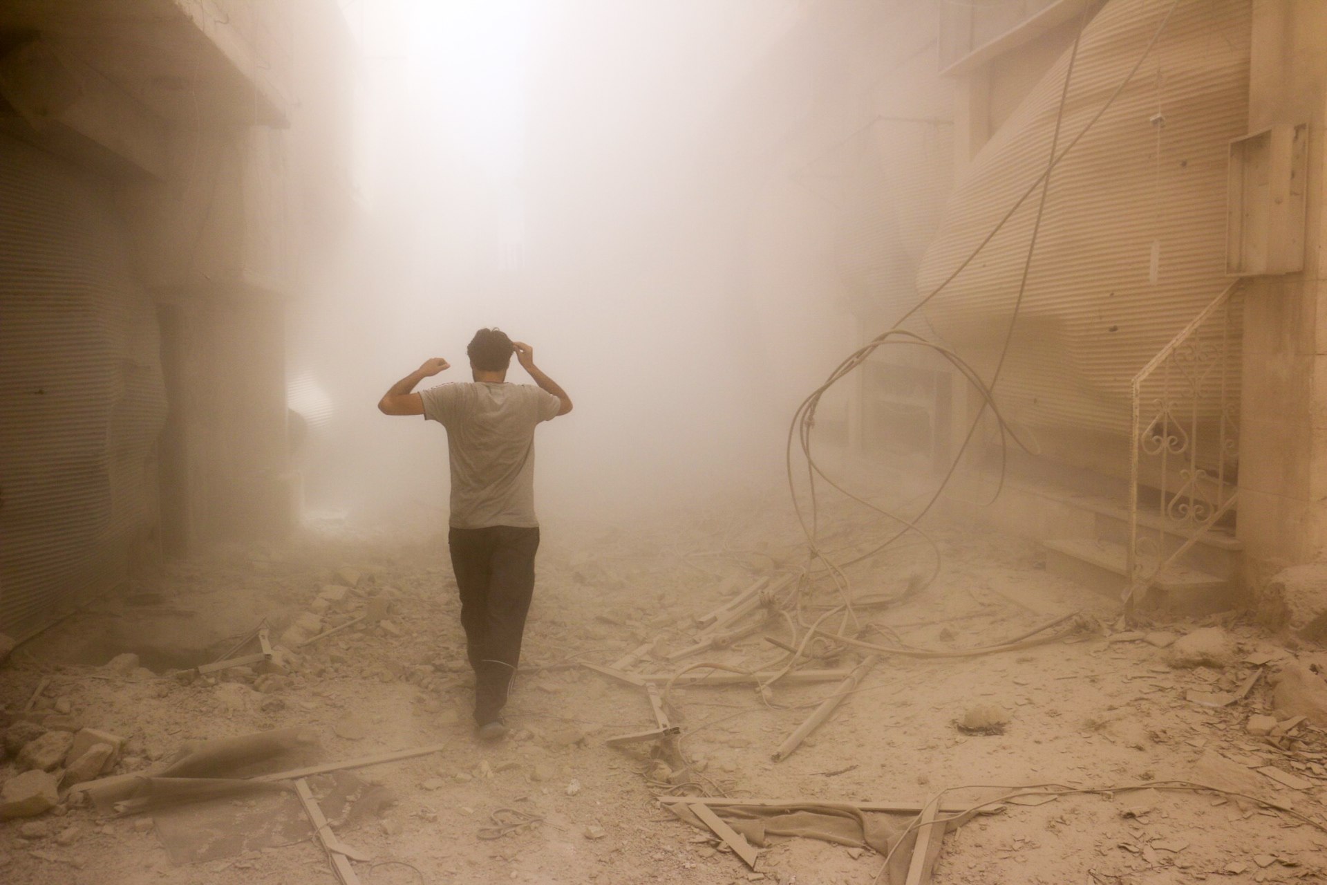 Man standing in a dust storm