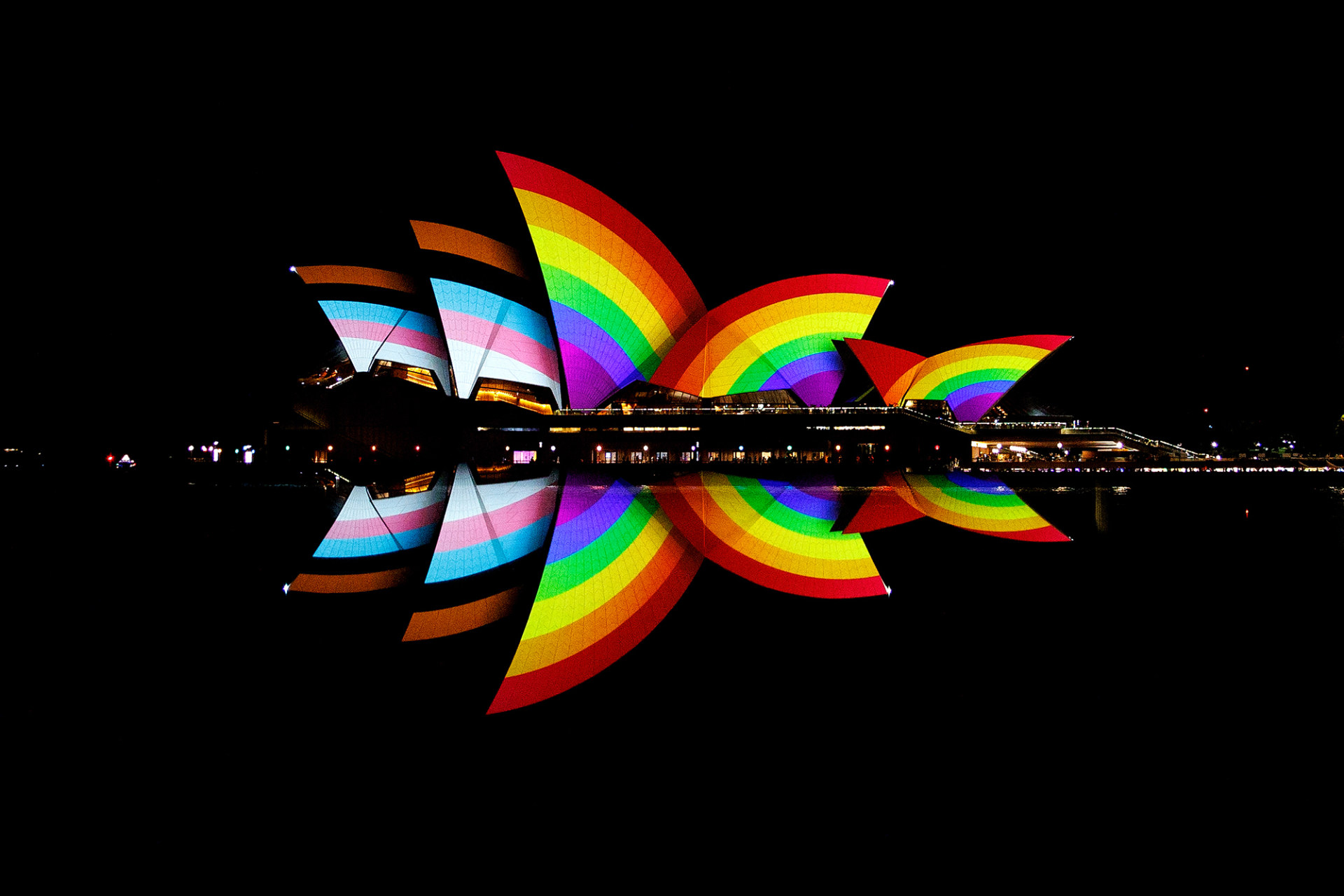 <p>SYDNEY: The Progress Pride flag is projected onto the Sydney Opera House during the Sydney Gay and Lesbian Mardi Gras, on February 17, 2023.</p>
