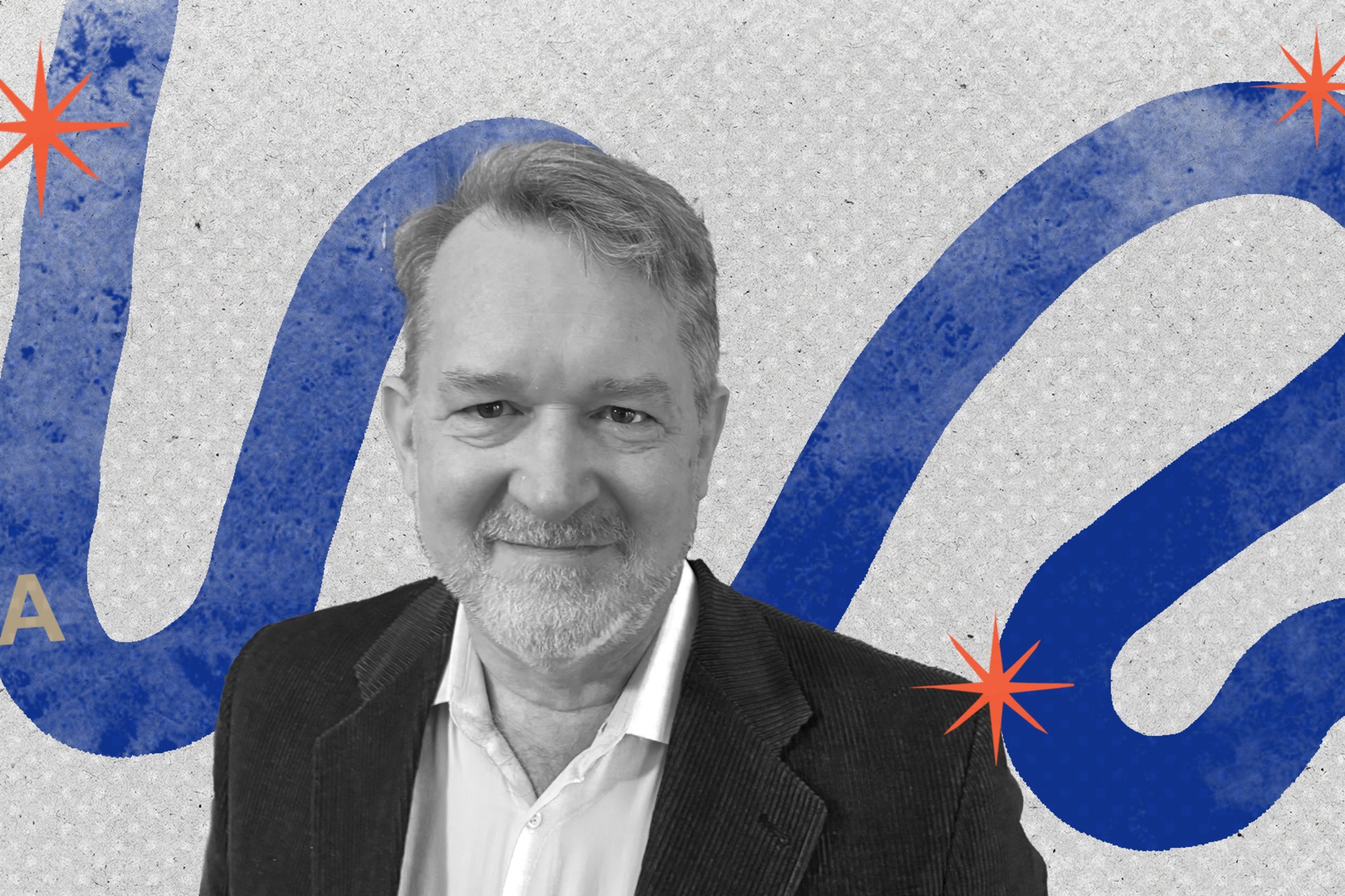 Alan Cullison featured in front of a blue graphic design background.