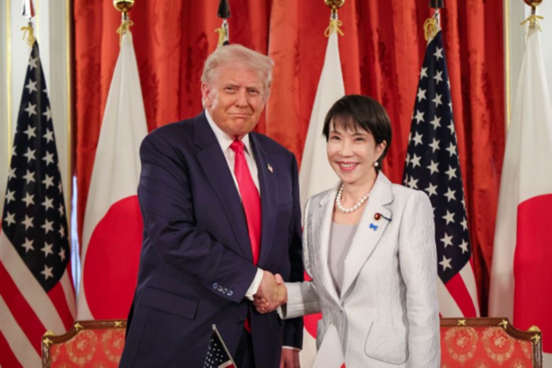 U.S. President Donald Trump attends a bilateral summit with Japanese Prime Minister Sanae Takaichi at the State Guest House in Tokyo, on Tuesday, October 28, 2025. File. Photo via Prime Minister's Office of Japan/UPI