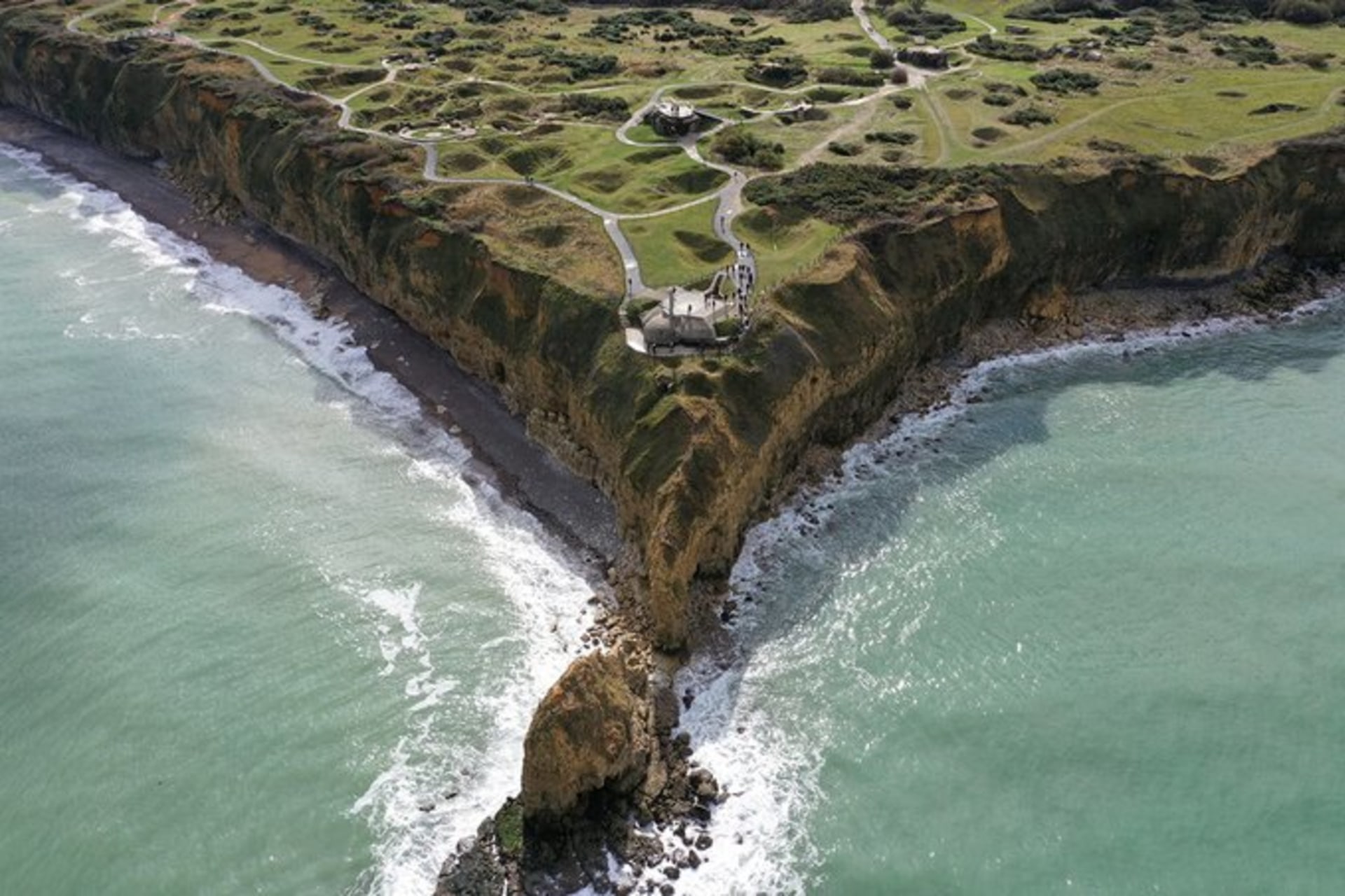 <p>Aerial shot of Pointe du Hoc on October 15, 2018. Reuters, AFP/Getty Images</p>
