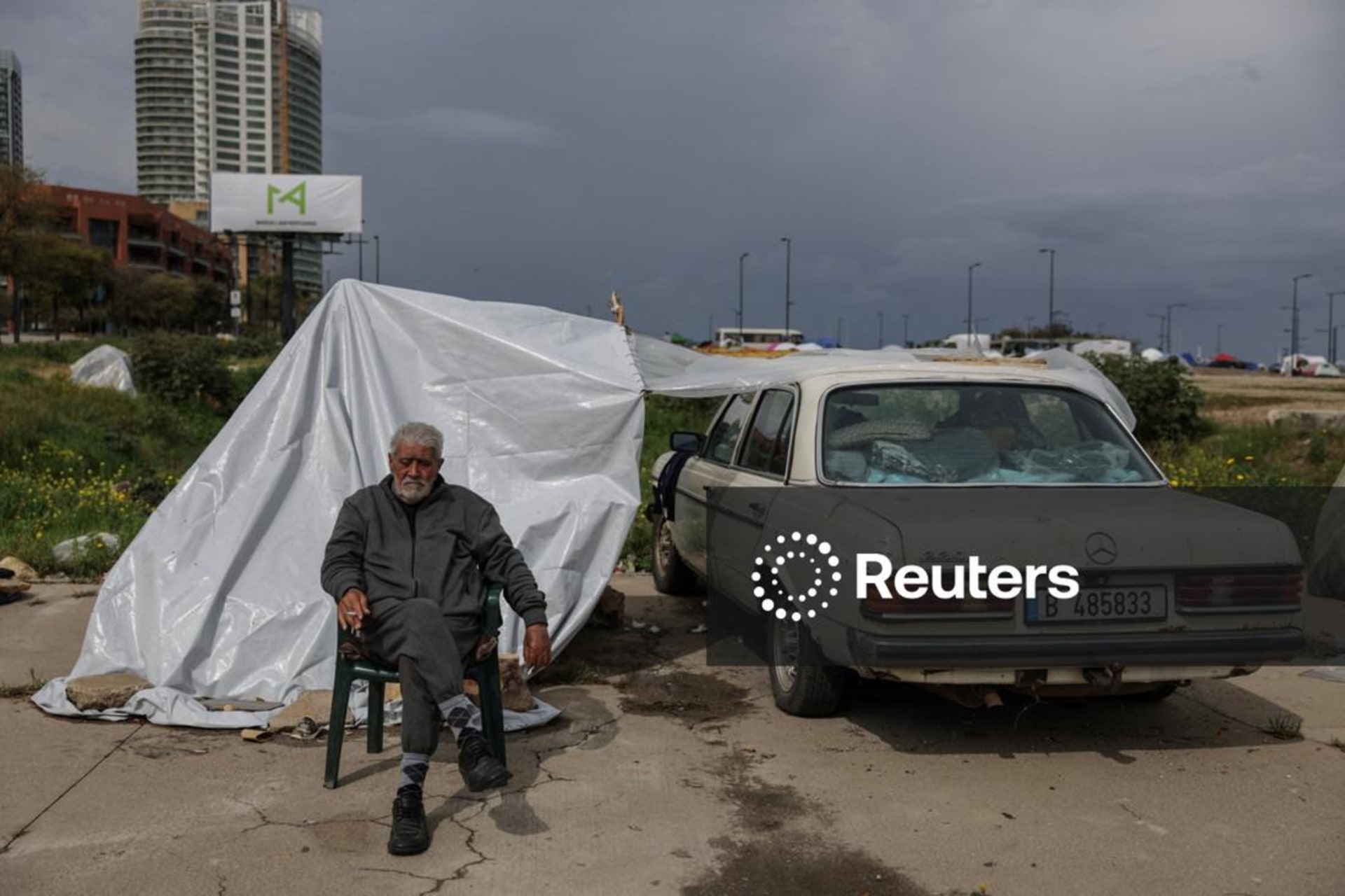Displaced people take shelter following an escalation between Hezbollah and Israel in Beirut