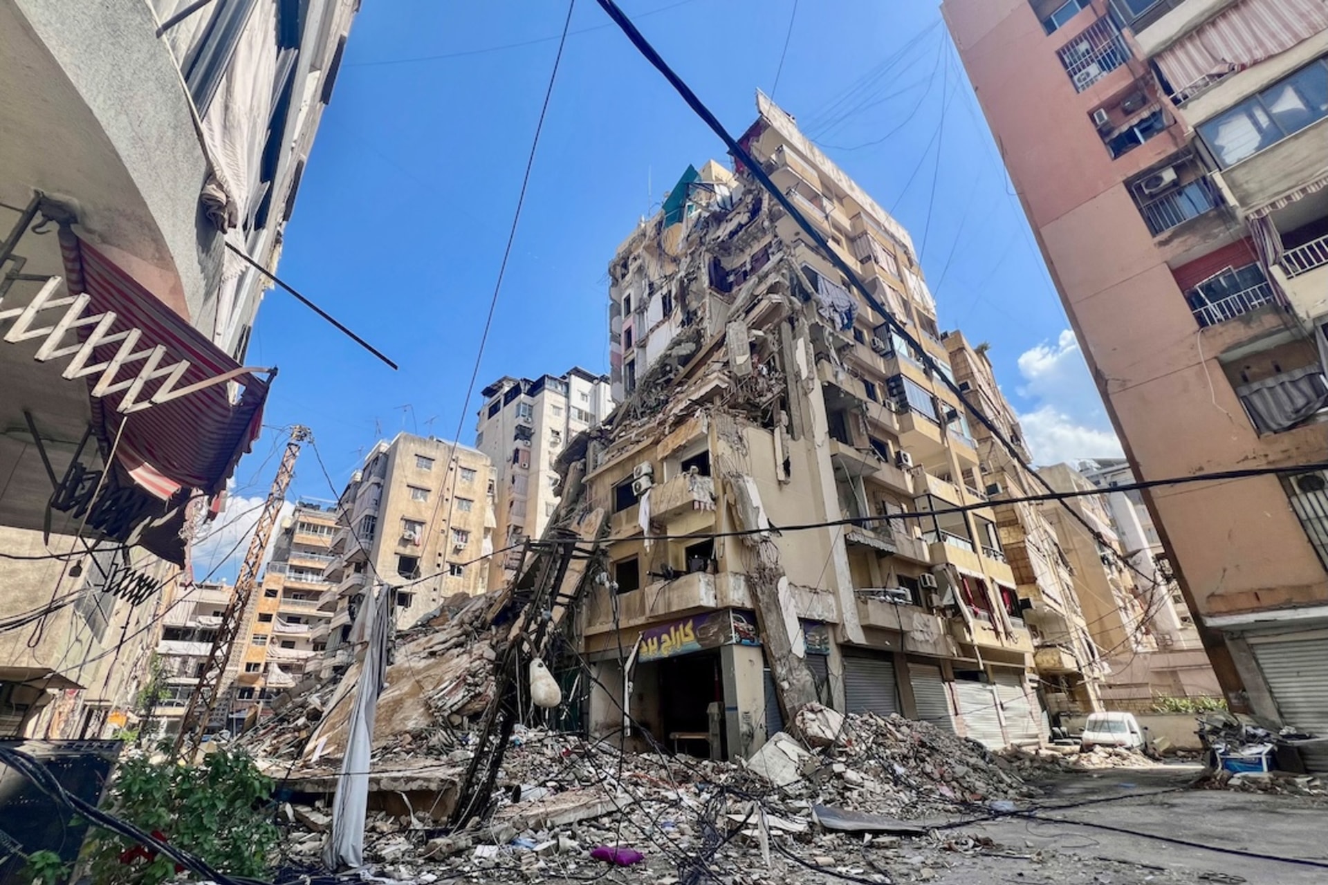 <p>A damaged building in the aftermath of overnight Israeli strikes, amid an escalation between Hezbollah and Israel, amid the U.S.-Israeli conflict with Iran, in Beirut’s southern suburbs, Lebanon, March 24, 2026.</p>
