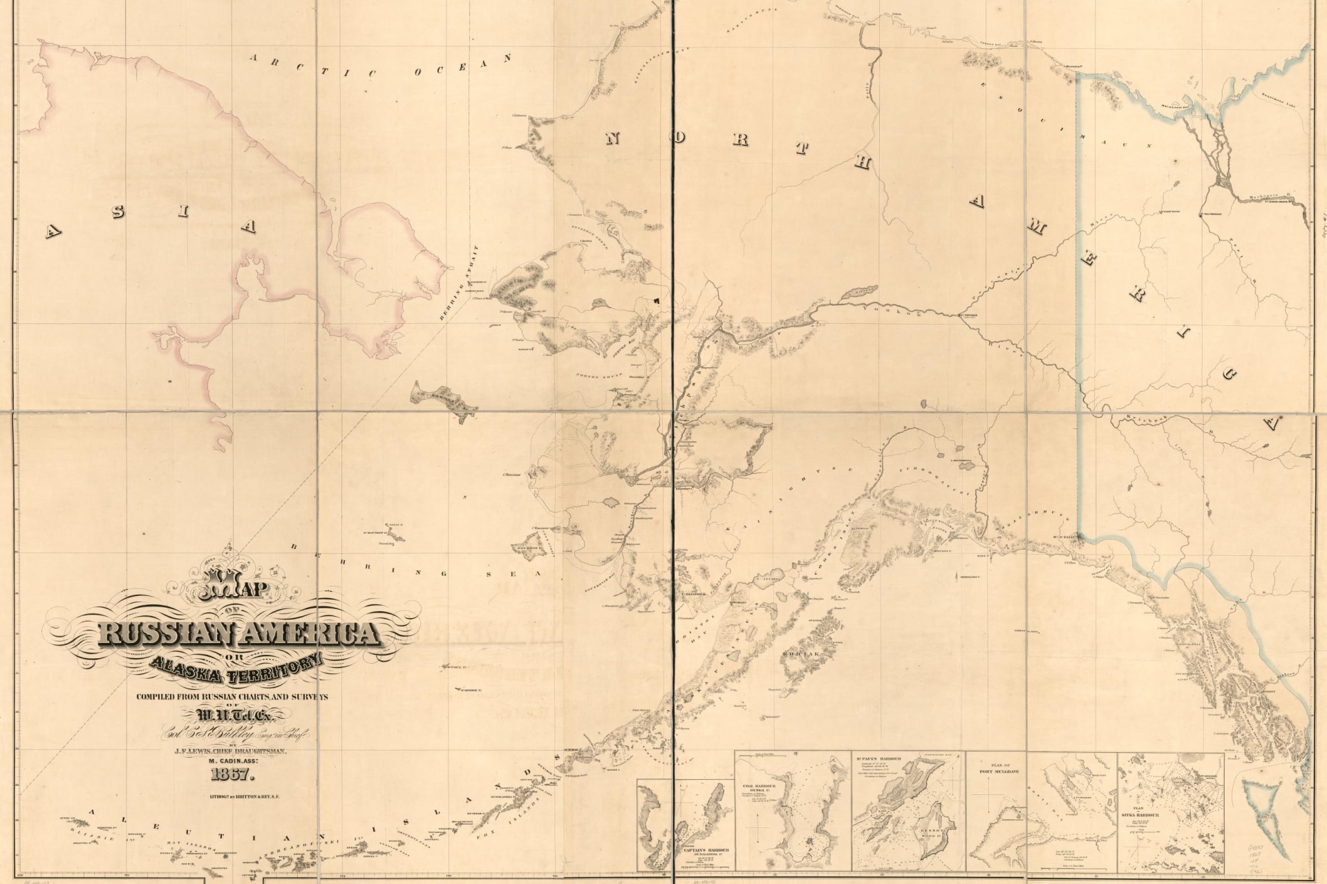 <p>Map of Russian America by J. F. Lewis in 1867.</p>
