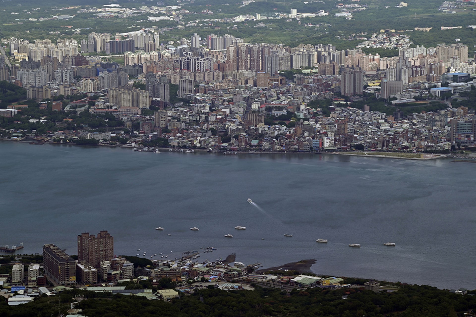 A view of New Taipei city beside the Tamshui river.