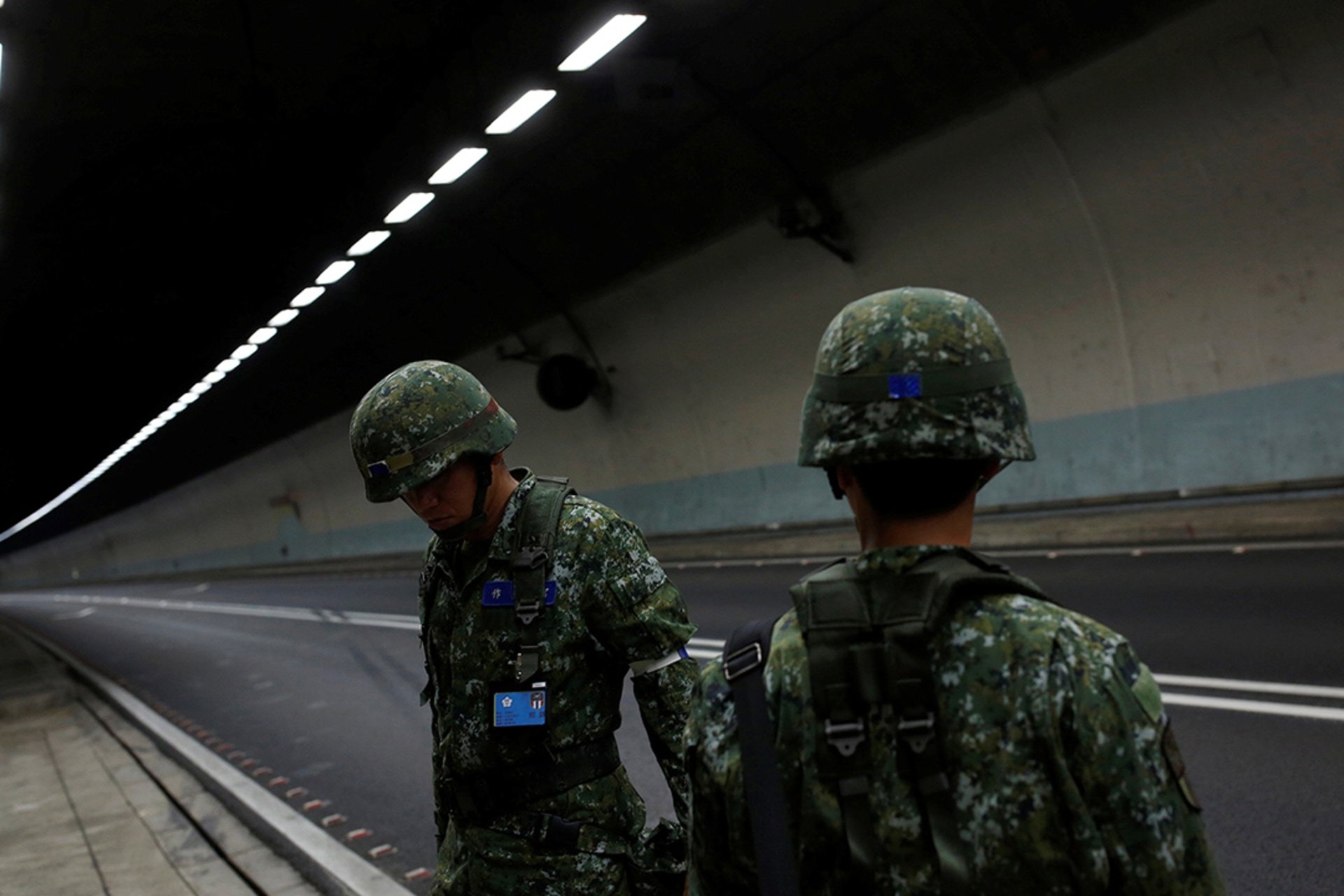 Two Taiwanese soldiers seen in tunnel.
