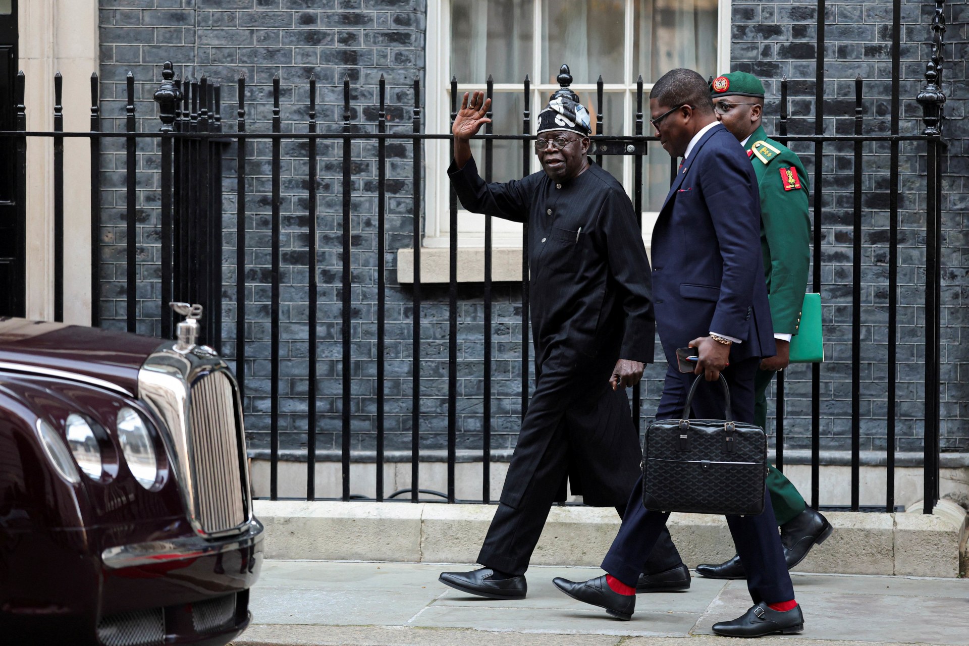<p>Nigerian President Bola Tinubu leaves 10 Downing Street after meeting with British Prime Minister Keir Starmer during his state visit to the United Kingdom, in London, England, on March 19, 2026.</p>
