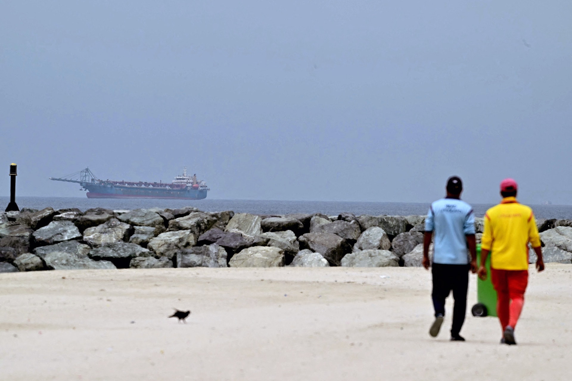 <p>A ship is seen in the Persian Gulf off the coast of Sharjah the day after the failure of US-Iran peace talks on April 13, 2026.</p>
