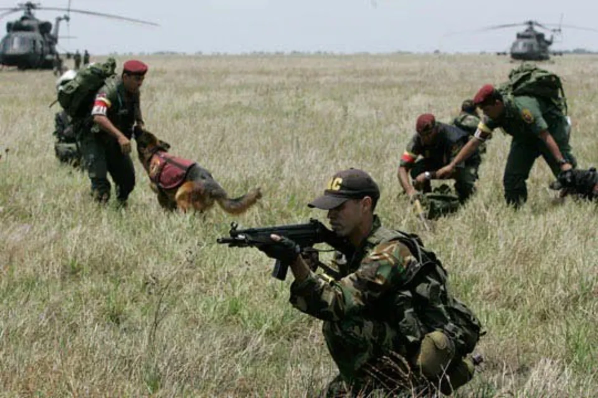 Soldiers practice a drug seizure exercise in southern Venezuela.