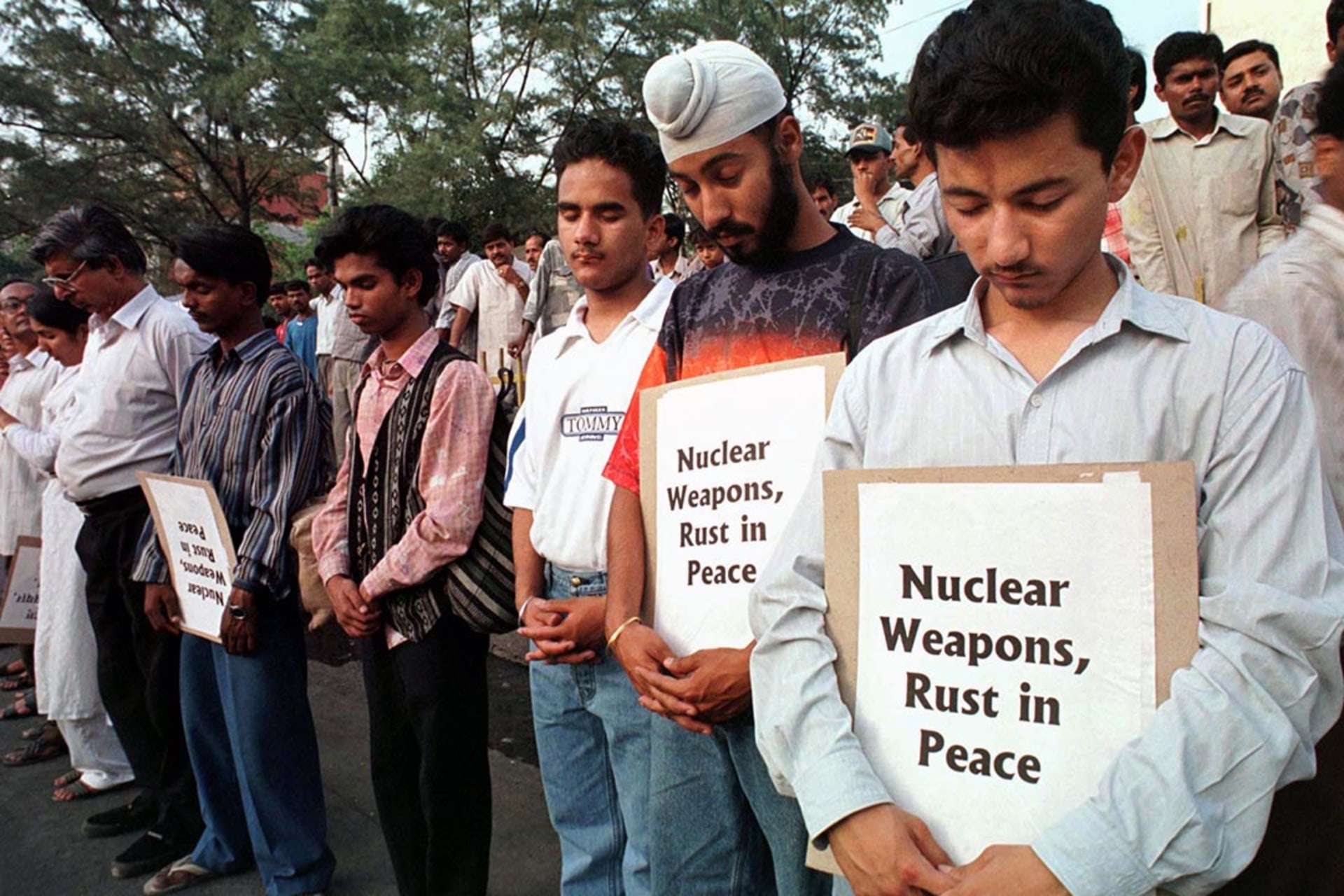 Activists stage a protest on the first anniversary of the nuclear tests in New Delhi. Reuters