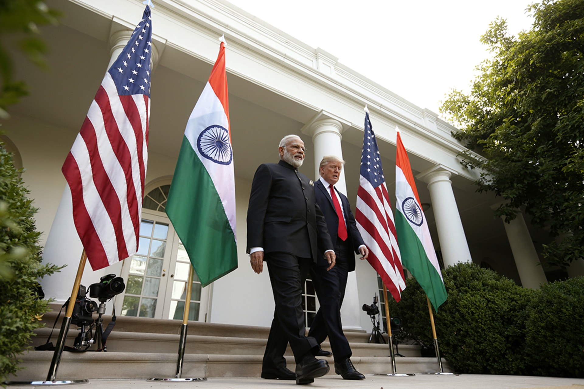 Prime Minister Modi and President Trump meet for the first time at the White House in June 2017. Kevin Lamarque/Reuters