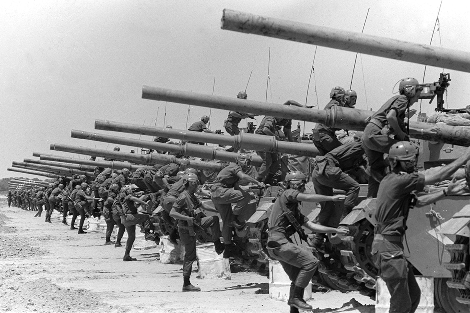 An Israeli tank crew undergoes tank training at an unidentified site in southern Israel on May 20, 1967.