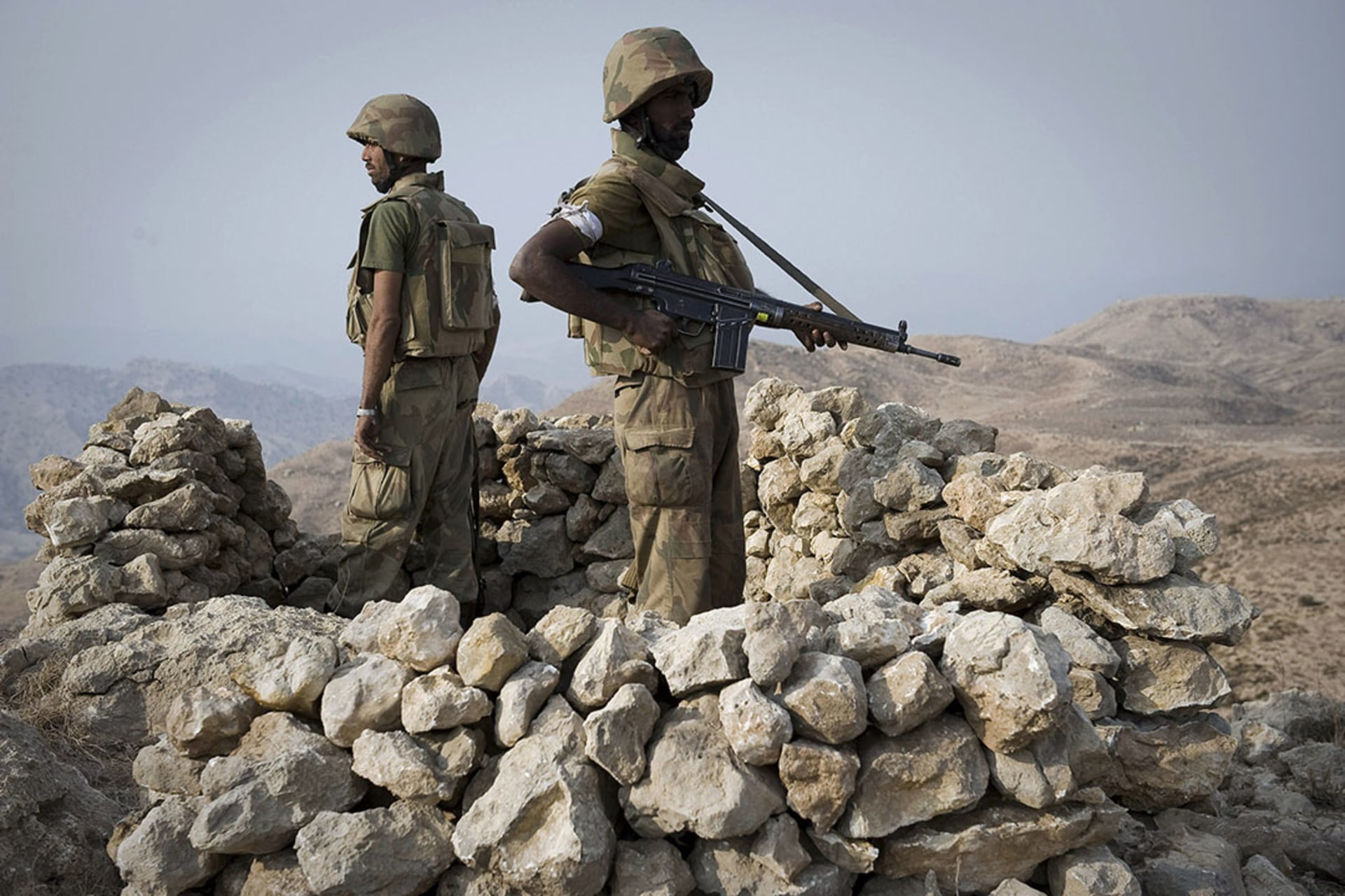 Pakistani soldiers secure an area in the country’s South Waziristan District in October 2009. 

