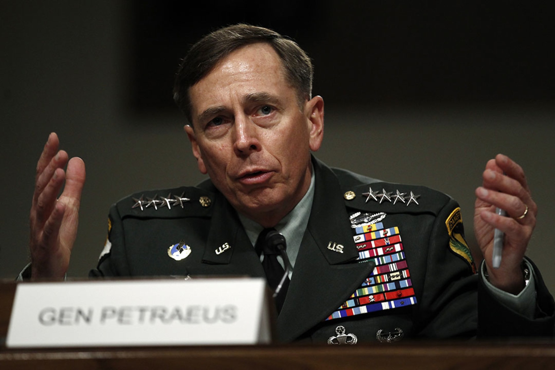 U.S. General David Petraeus testifies at his Senate confirmation hearing. 
