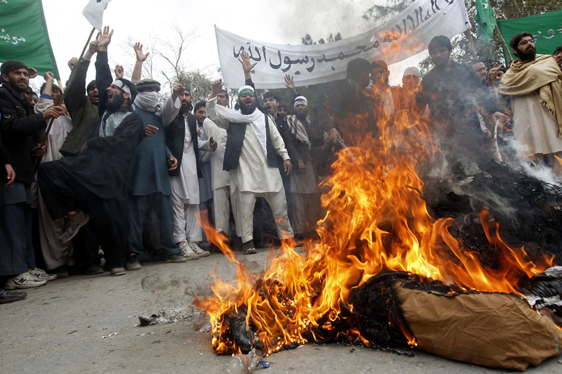 Afghans hold anti-U.S. demonstrations in Jalalabad province following the shooting of villagers in Kandahar allegedly by a U.S. soldier. 