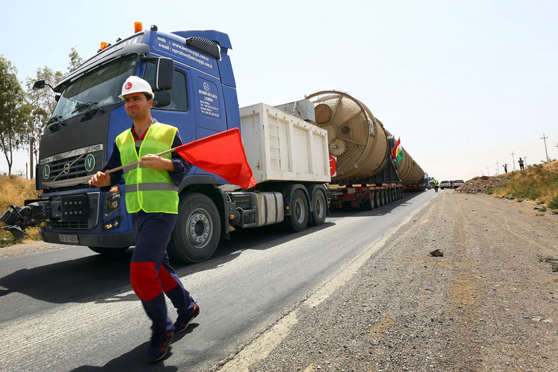 Oil refinery parts are shipped to the Kawergosk Refinery in the autonomous Kurdish region of Iraq, on July 14, 2014.