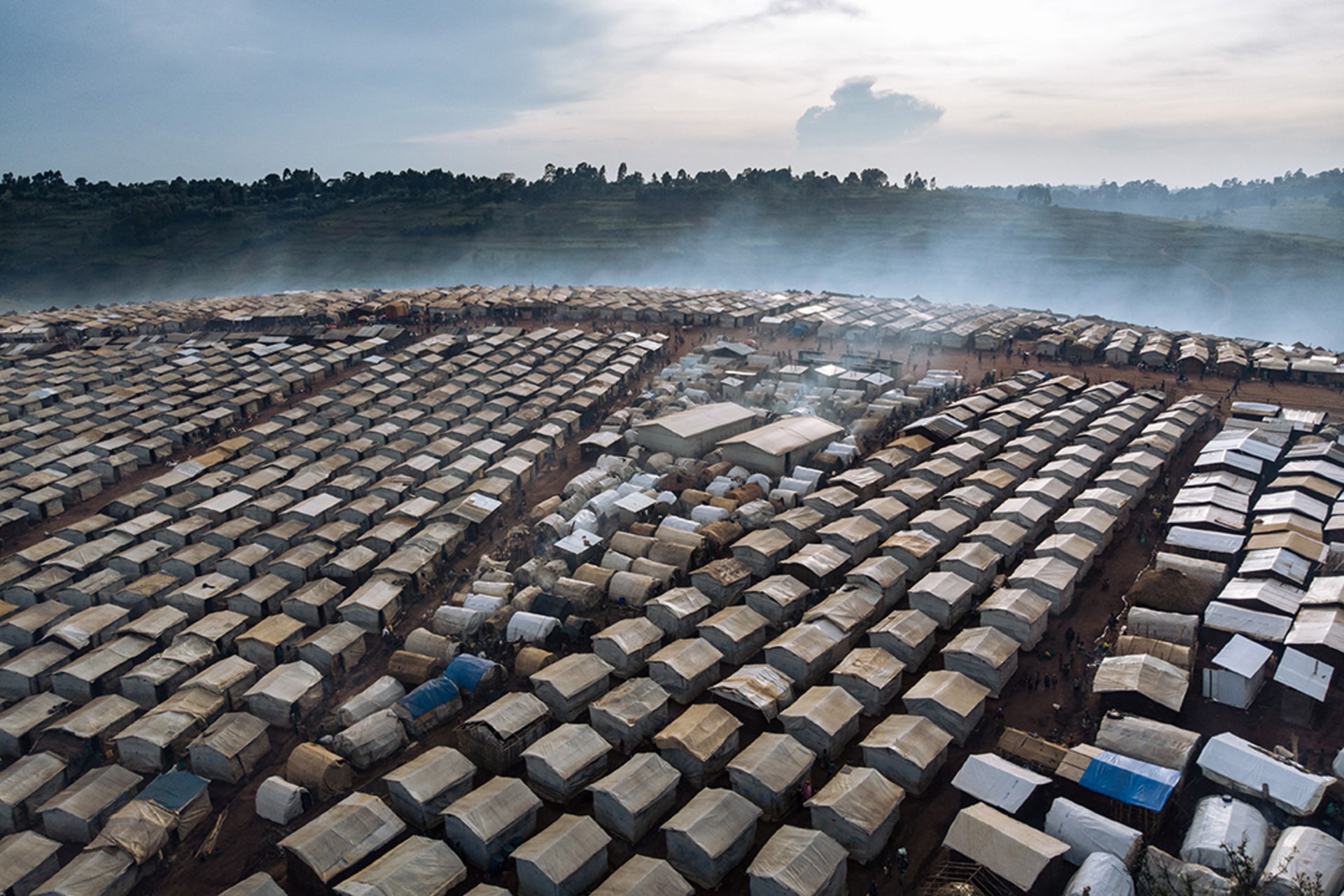 Internally displaced people in the eastern Ituri Province are housed at a temporary camp in December 2021 Alexis Huguet/AFP/Getty Images