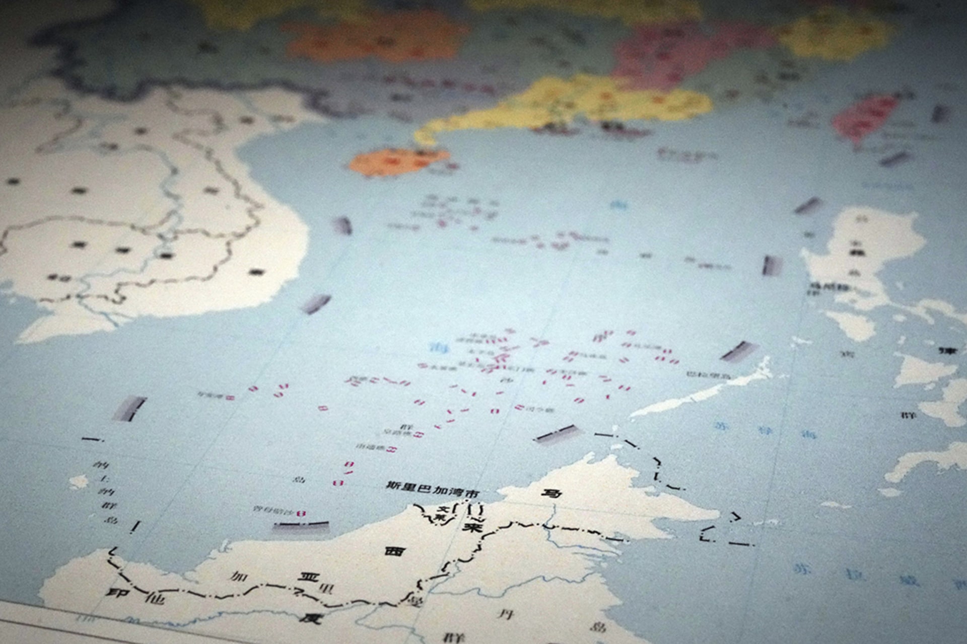 A rendition of China’s 2023 map shows Beijing’s expanded territorial claims to the South China Sea. Yomiuri Shimbun/AP Images