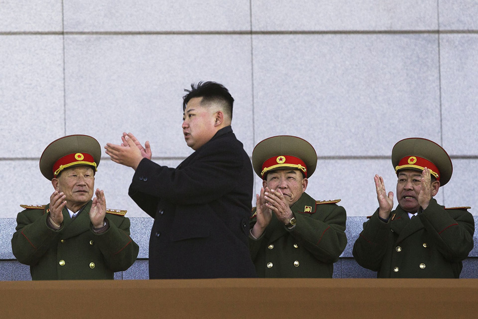 North Korean leaders attend a parade honoring the seventieth birthday of the recently deceased Kim Jong-il. David Guttenfelder/AP Photo