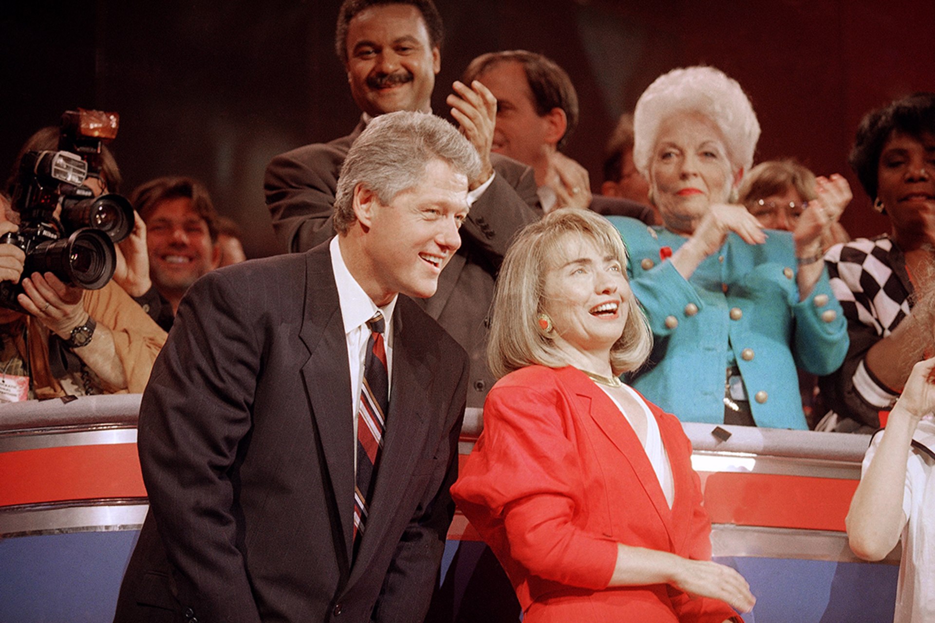 Democratic Party nominee Bill Clinton and wife Hillary Clinton during the convention in New York City in 1992. AP Photo