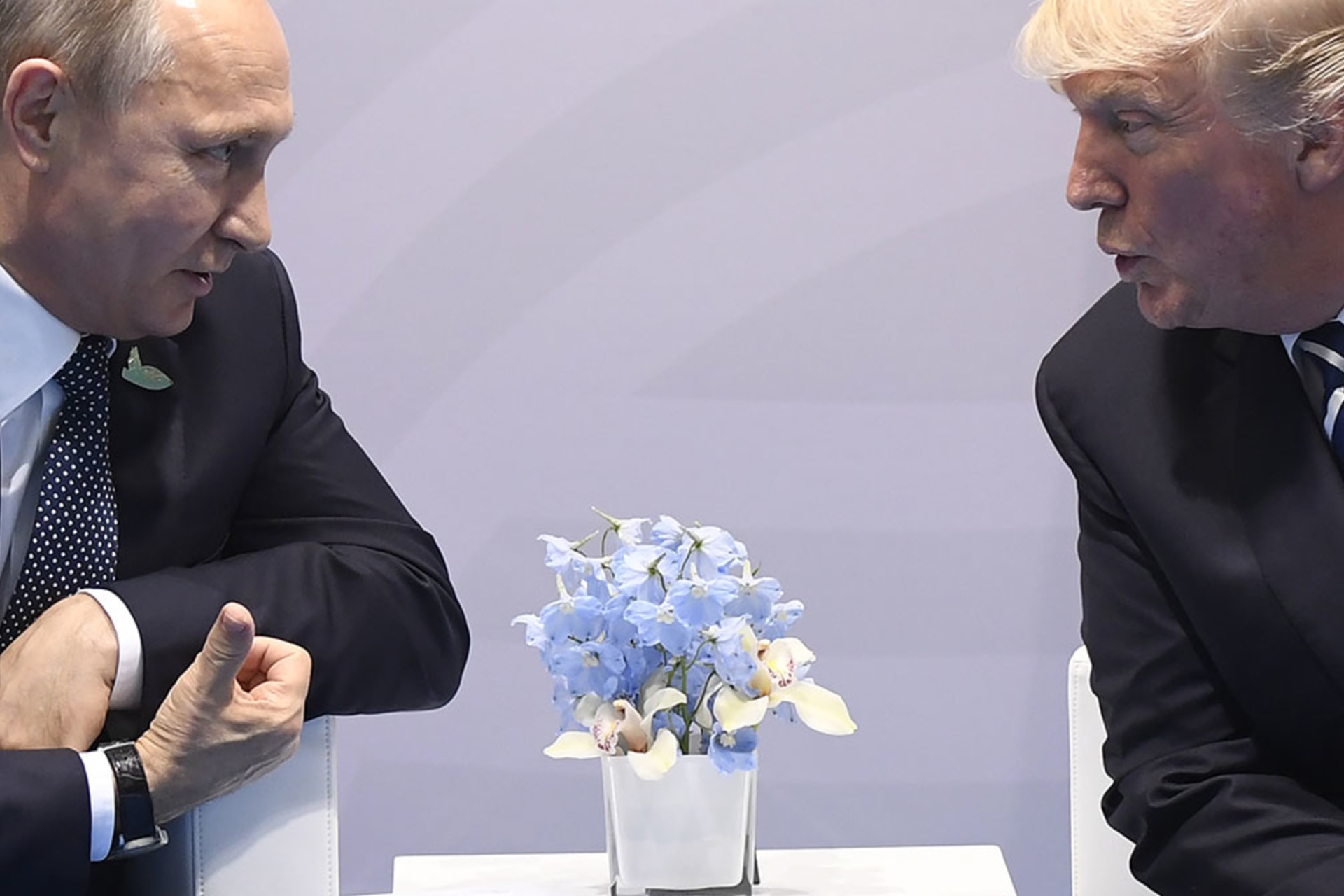 Trump and Russian President Vladimir Putin meet on the sidelines of the G20 summit in Hamburg, Germany. Saul Loeb/Getty Images