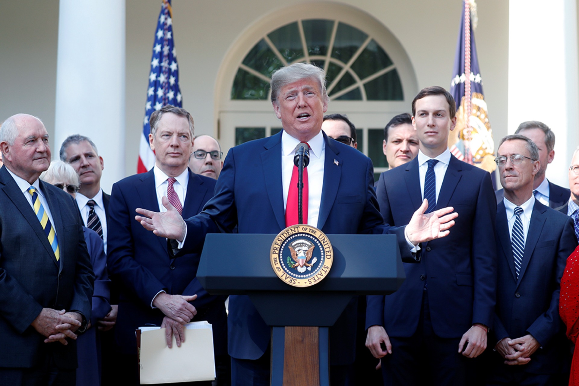 Trump delivers remarks on the United States-Mexico-Canada Agreement at the White House. Kevin Lamarque/Reuters