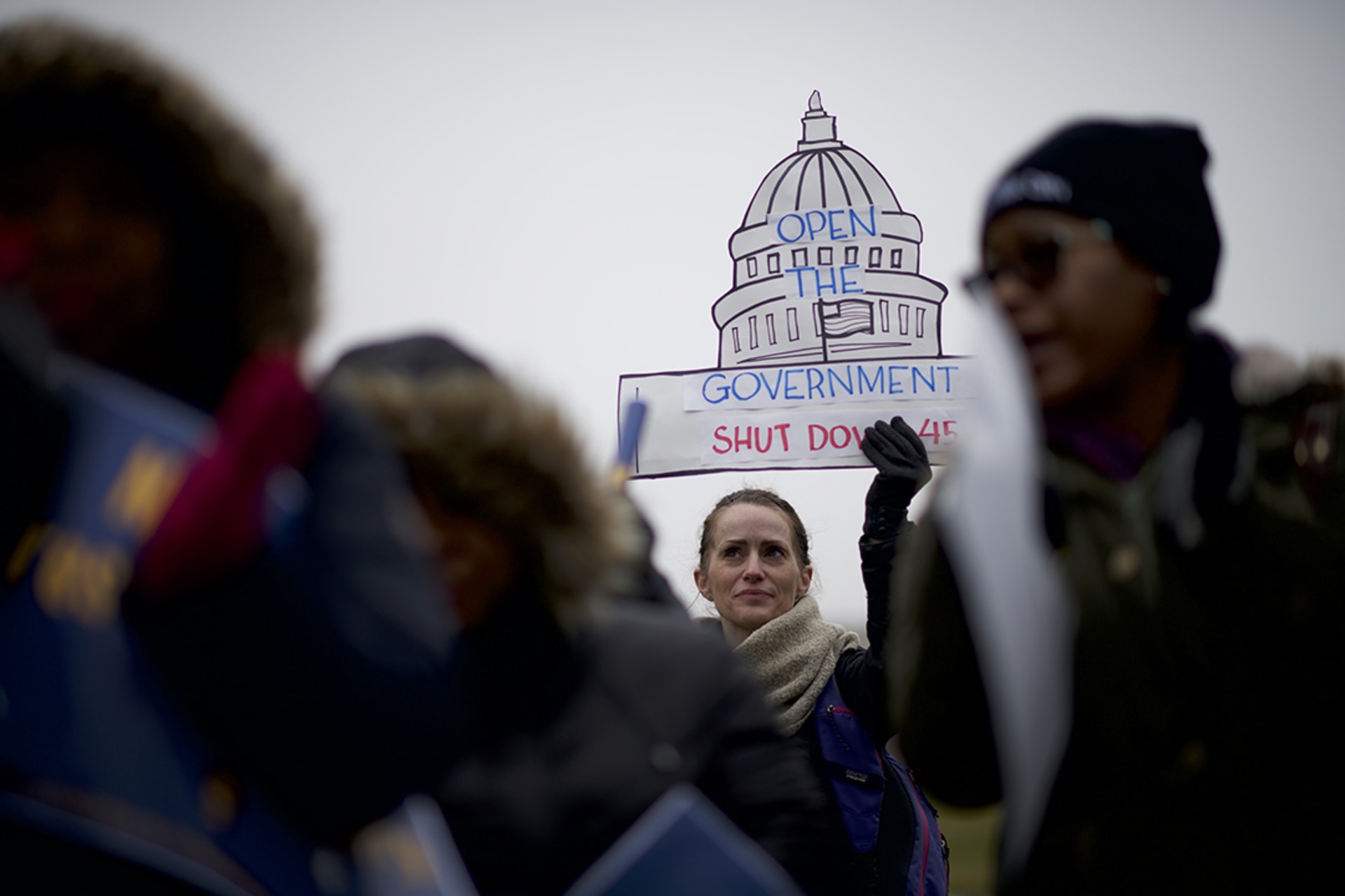 Federal workers call for an end to the government shutdown in January 2019. Mark Makela/Getty Images