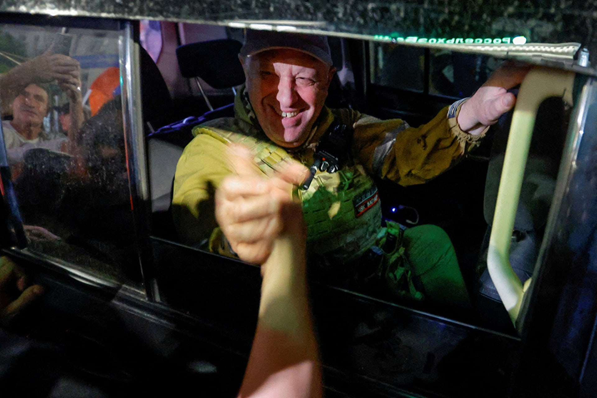 Wagner Group leader Yevgeny Prigozhin leaves the headquarters of Russia’s Southern Military District in Rostov-on-Don. 
