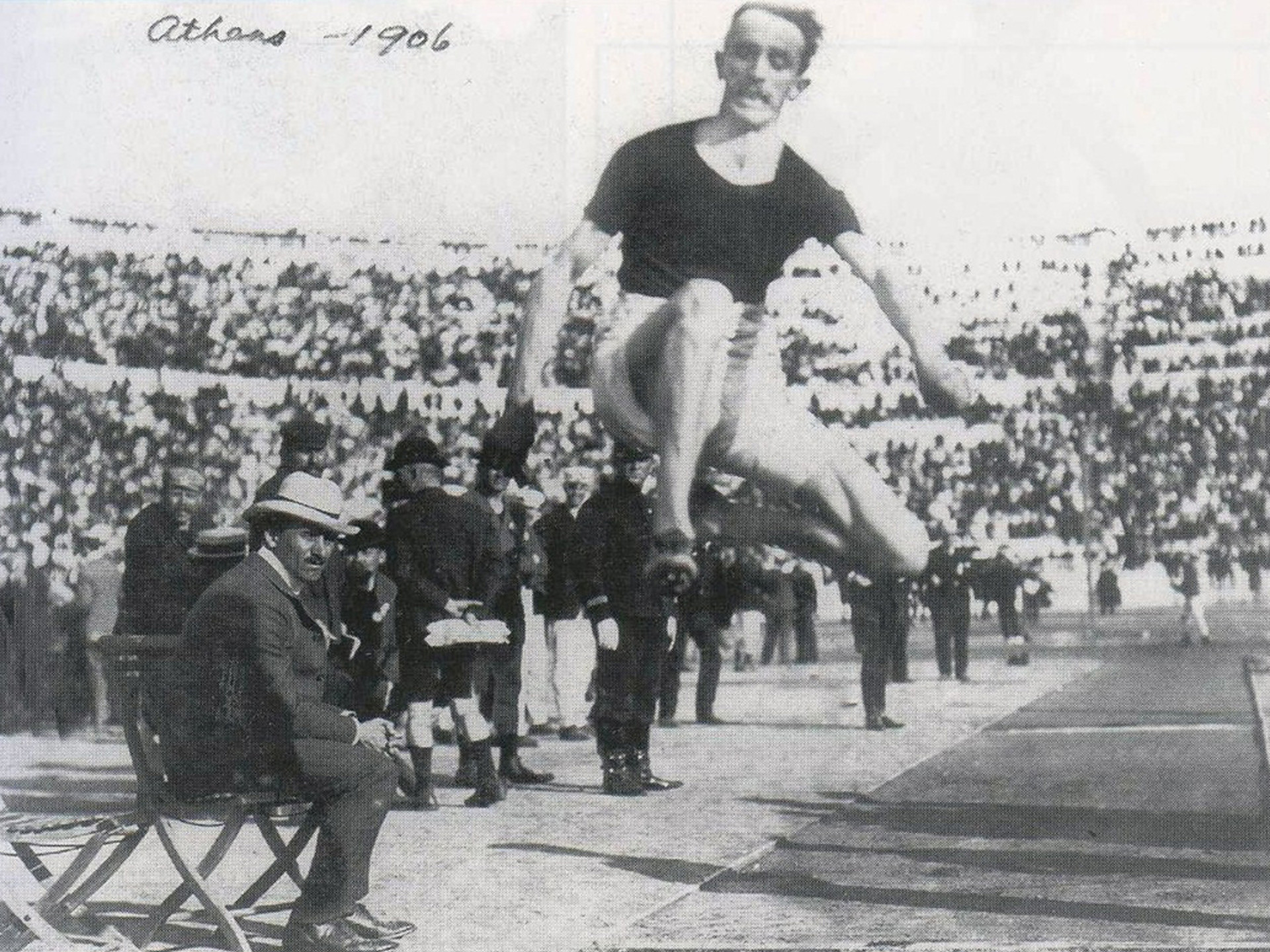 Peter O’Connor wins a gold medal in the triple jump in Athens, Greece. Mark Quinn/National Archives of Ireland