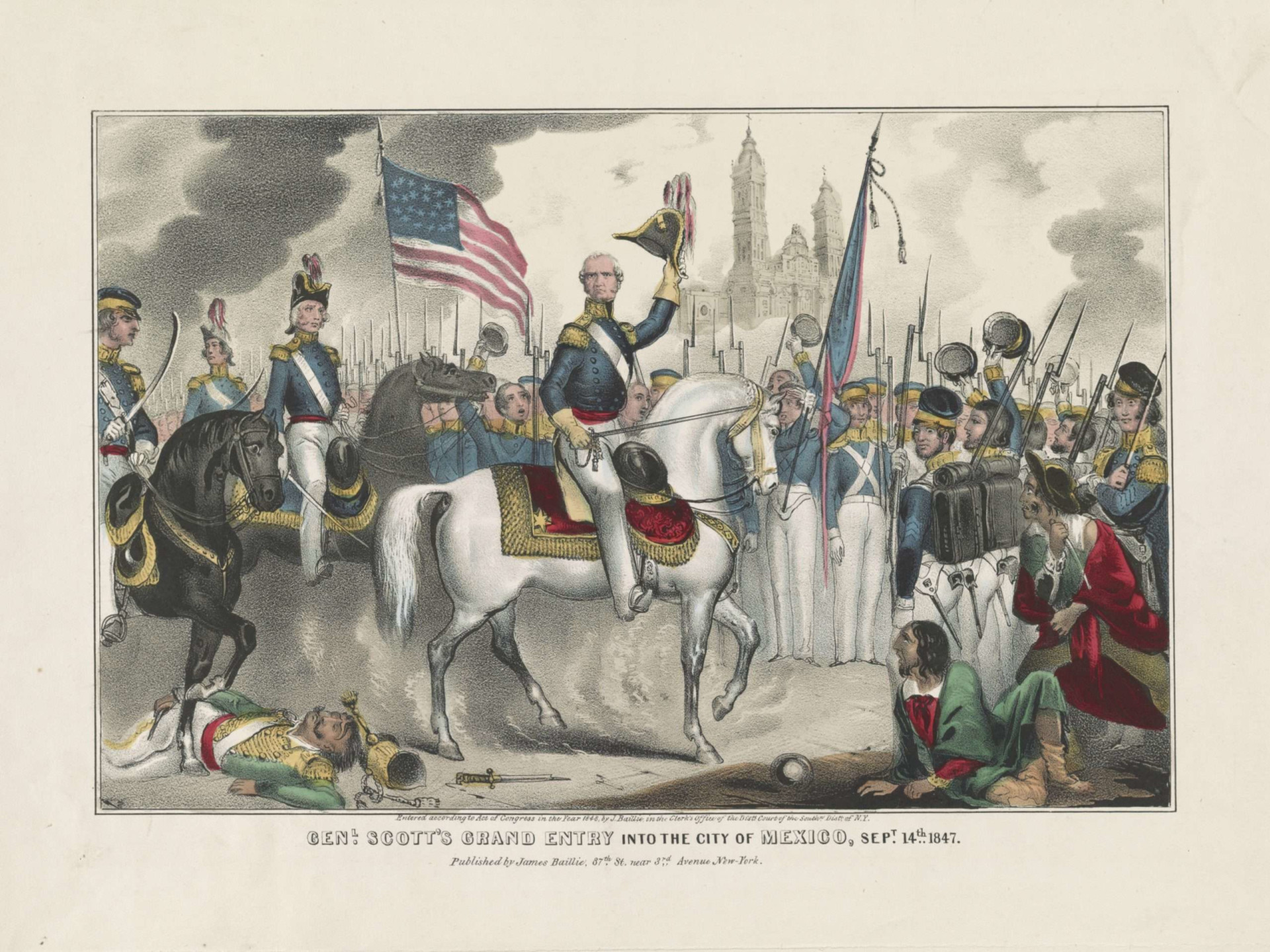 “Gen. Scott’s Grand Entry into the City of Mexico, Sept. 14th, 1857,” by James S. Baillie. Curtesy of the Library of Congress.